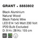 Kónická - NV 8883802 Závěsné svítidlo GRANT černý hliník přírodní dřevo černý kabel E14 1x5W IP20 bez žárovky - NOVA LUCE - foto 3
