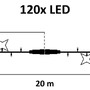 Venkovní řetězy - DLED SFNX020 DecoLED LED vánoční řetěz - 20 m, 120 ledově bílých diod s FLASH, bílý kabel SFNX020 - foto 3