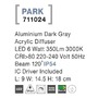 Nástěnná - NV 711024 Venkovní nástěnné svítidlo PARK hliník tmavě šedá akrylový difuzor LED 6W 3000K 220-240V 120st. IP54 AC vč. driveru - NOVA LUCE - foto 3