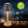 Stolní lampy dekorační - BRILO 7661015 BRILONER Serina Wood stolní lampa - 2,5W, 200lm, bezdrátová, LED, dotykový vypínač, IP44, stmívatelná, antracit/dřevo 7661015 - foto 3