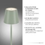 Na stůl - LD 19250-43 EURIA LED stolní lampa lakovaná zelená ochrana proti stříkající vodě na baterie 3000K - LEUCHTEN DIREKT / JUST LIGHT - foto 3