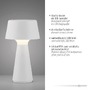 Na stůl - LD 19260-16 ABERA LED stolní lampa na baterie bílá dotykový stmívač IP54 USB vnitřní i venkovní použití 3000K - JUST LIGHT - foto 3