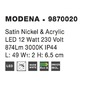 K zrcadlu - NV 9870020 Nástěnné svítidlo nad zrcadlo MODENA nikl satén a akryl LED 12W 230V 3000K IP44 - NOVA LUCE - foto 3