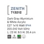 Nástěnná - NV 713212 Venkovní nástěnné svítidlo ZENITH tmavě šedý hliník bílý akrylový difuzor E27 1x12W 220-240V bez žárovky IP44 - NOVA LUCE - foto 3