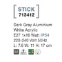Nástěnná - NV 713412 Venkovní nástěnné svítidlo STICK tmavě šedý hliník bílý akryl E27 1x12W 220-240V IP54 bez žárovky - NOVA LUCE - foto 3