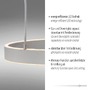 Kruhová - LD 15156-55 LILLUTI LED závěsné svítidlo 3 ramenné stříbrná přímé/nepřímé osvětlení stmívatelné dálkový ovladač 3000K - LEUCHTEN DIREKT / JUST LIGHT - foto 3