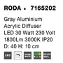 Kruhová - NV 7165202 Stropní svítidlo RODA šedý hliník akrylový difuzor LED 30W 230V 3000K IP20 - NOVA LUCE - foto 3