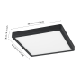 LED panely čtvercové - Černý CCT přisazený LED panel FUEVA-Z, 19,5W, 220-240V, IP44, 285x285mm, 98854 - foto 4