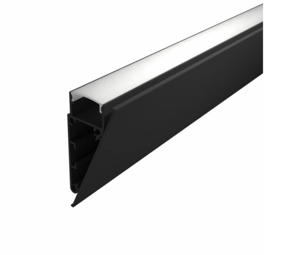 Soklové (obvodové, dekorační) - Hliníkový profil na stěnu WALL, černý, 2m, LP403B - foto 1