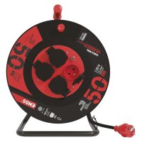 Prodlužovací šňůry, bubny, rozbočky - Gumový prodlužovací kabel na bubnu - 4 zásuvky 50m, 230V, IP44, 2,5mm2