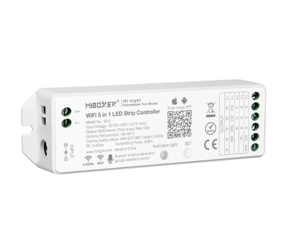 WiFi řídící jednotky - WIFI Přijímač BOXER 5V1, RGB+CCT ,2.4GHz RF, WL5, Mi-Light - foto 1