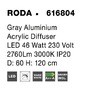 Kruhová - NV 616804 Závěsné svítidlo RODA šedý hliník akrylový difuzor LED 46W 230V 3000K IP20 - NOVA LUCE - foto 4