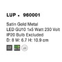 Bodová - NV 960001 Bodové svítidlo LUP saténový zlatý kov GU10 1x5W 230V IP20 bez žárovky - NOVA LUCE - foto 4