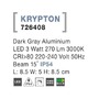 Nástěnná - NV 726408 Venkovní nástěnné svítidlo KRYPTON tmavě šedý hliník LED 3W 3000K 220-240V 15st. IP54 - NOVA LUCE - foto 4