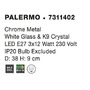 Kruhová - NV 7311402 Stropní svítidlo PALERMO chromovaný kov bílé sklo a K9 křišťál E27 3x12W 230V IP20 bez žárovky - NOVA LUCE - foto 4
