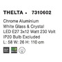 Podélná - NV 7310602 Závěsné svítidlo THELTA chromovaný hliník bílé sklo a křišťál E27 3x12W IP20 bez žárovky - NOVA LUCE - foto 4