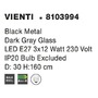 Vícečetná - NV 8103994 Závěsné svítidlo VIENTI tmavě šedé sklo a černý kov E27 3x12W 230V IP20 bez žárovky - NOVA LUCE - foto 4