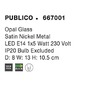 Bodová - NV 667001 Bodové svítidlo PUBLICO opálové sklo nikl satén kov E14 1x5W IP20 bez žárovky - NOVA LUCE - foto 4