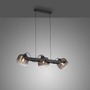 Dekorativní - LD 15753-18 CUP 2.0 závěsné svítidlo černé 3 ramenné dřevo kouřové sklo nastavitelná výška - JUST LIGHT - foto 4