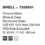Polokoule - NV 7326501 Závěsné svítidlo SHELL chromovaný kov bílá a čiré strukturované sklo E27 1x12W - NOVA LUCE - foto 4
