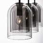 Podélná - NV 9236720 Závěsné svítidlo VELOR dvouvrstvé kouřové sklo černý kabel černá kovová základna E27 3x12W 230V IP20 bez žárovky - NOVA LUCE - foto 4