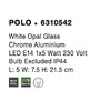 Dekorativní - NV 6310542 Nástěnné svítidlo POLO bílé opálové sklo chromovaný hliník E14 1x5W bez žárovky IP44 - NOVA LUCE - foto 4