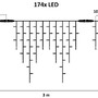 Venkovní krápníky - DLED ILNX0309W LED světelné krápníky - 3 x 0,9 m, teple bílá, 174 diod - foto 4