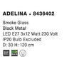 Vícečetná - NV 8436402 Závěsné svítidlo ADELINA kouřové sklo černý kov E27 3x12W 230V IP20 bez žárovky - NOVA LUCE - foto 4