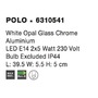 Podélná - NV 6310541 Nástěnné svítidlo POLO bílé opálové sklo chromovaný hliník E14 2x5W bez žárovky IP44 - NOVA LUCE - foto 4