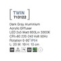 Nástěnná - NV 713122 Venkovní nástěnné svítidlo TWIN tmavě šedý hliník akrylový difuzor LED 2x5W 3000K 220-240V rotační 0-90st. IP54 - NOVA LUCE - foto 4