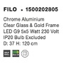 Vícečetná - NV 1500202805 Závěsné svítidlo FILO chromovaný hliník čiré sklo a zlatý rám G9 5x5W bez žárovky - NOVA LUCE - foto 4