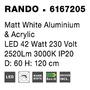 Kruhová - NV 6167205 Závěsné svítidlo RANDO matný bílý hliník a akryl LED 42W 230V 3000K IP20 - NOVA LUCE - foto 4