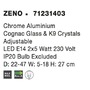Dekorativní - NV 71231403 Nástěnné svítidlo ZENO chromovaný hliník koňak sklo a K9 křišťály nastavitelné E14 2x5 W bez žárovky - NOVA LUCE - foto 4