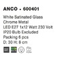 Plafoniéry - NV 600401 Stropní svítidlo ANCO matné bílé sklo chromovaný kov E27 1x12 W - NOVA LUCE - foto 4