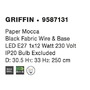 Koule - NV 9587131 Závěsné svítidlo GRIFFIN závěsné svítidlo, železo a papír, přírodní barva 1x12W E27 - NOVA LUCE - foto 4