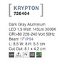 Zapuštěná - NV 726404 Venkovní zapuštěné svítidlo do zdi KRYPTON tmavě šedý hliník LED 2W 3000K 220-240V 17st. IP54 - NOVA LUCE - foto 4