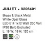 Koule - NV 9206401 Závěsné svítidlo JULIET mosaz a černý kov bílé opálové sklo E14 1x12W IP20 bez žárovky - NOVA LUCE - foto 4