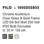 Vícečetná - NV 1500202803 AKCE - Závěsné svítidlo FILO chromovaný hliník čiré sklo a zlatý rám G9 3x5W bez žárovky - NOVA LUCE - foto 4