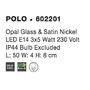 Podélná - NV 602201 Nástěnné svítidlo POLO opálové sklo a nikl satén E14 3x5W 230V IP44 bez žárovky - NOVA LUCE - foto 4