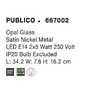 Bodová - NV 667002 Bodové svítidlo PUBLICO opálové sklo nikl satén kov E14 2x5W IP20 bez žárovky - NOVA LUCE - foto 4