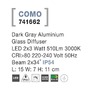 Nástěnná - NV 741662 Venkovní nástěnné svítidlo COMO tmavě šedý hliník skleněný difuzor LED 2x3W 3000K 220-240V 2x34st. IP54 světlo nahoru a dolů - NOVA LUCE - foto 4