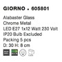 Kruhová - NV 605801 Stropní svítidlo GIORNO alabastrové sklo chromovaný kov E27 1x12W - NOVA LUCE - foto 4