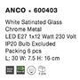 Dekorativní - NV 600403 Nástěnné svítidlo ANCO matné bílé sklo chromovaný kov E27 1x12W - NOVA LUCE - foto 4