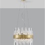 Kruhová - NV 9695219 Závěsné svítidlo CROWN saténový zlatý kov čirý křišťál (30 ks) G9 5x5W 230V IP20 bez žárovky - NOVA LUCE - foto 4