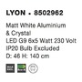 Kruhová - NV 8502962 Závěsné svítidlo LYON matný bílý hliník a křišťál G9 6x5W 230V IP20 bez žárovky - NOVA LUCE - foto 4