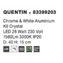 Dekorativní - NV 83399203 Stropní svítidlo QUENTIN chromovaný hliník a K9 křišťál LED 28W 230V 3000K IP20 - NOVA LUCE - foto 4