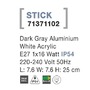 Sloupková - NV 71371102 Venkovní sloupkové svítidlo STICK tmavě šedý hliník bílý akryl E27 1x12W 220-240V IP54 bez žárovky - NOVA LUCE - foto 4