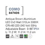 Nástěnná - NV 847406 Venkovní nástěnné svítidlo COMO antický hnědý hliník LED 2x3W 3000K 220-240V nastavitelný úhel 0-90st. IP54 - NOVA LUCE - foto 4