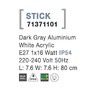 Sloupková - NV 71371101 Venkovní sloupkové svítidlo STICK tmavě šedý hliník bílý akryl E27 1x12W 220-240V IP54 bez žárovky - NOVA LUCE - foto 4