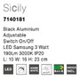 Dekorativní - NV 7140181 Nástěnné svítidlo SICILY černý hliník LED 3W 3000K s vypínačem - NOVA LUCE - foto 4